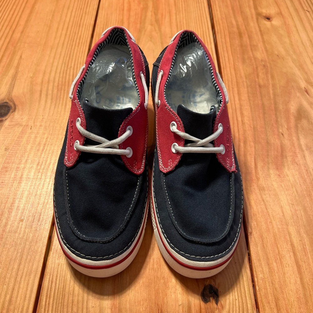 CROCS Men's Red and Black Boat Shoes